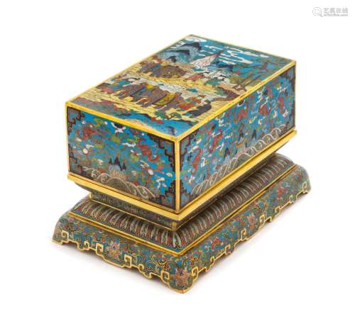 A Cloisonne Enamel Rectangular Box and Stand
