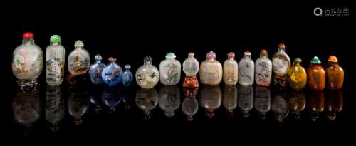 Seventeen Inside Painted Glass Snuff Bottles