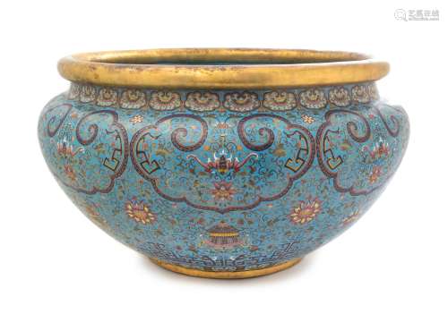 A Large Cloisonne Enamel Fish Bowl