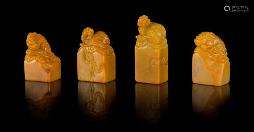 Four Carved Tianhuang Stone Seals
