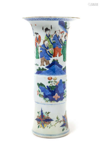 A Wucai Porcelain Gu -Form Vase