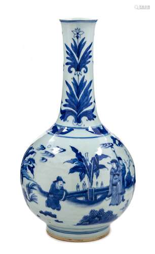 A Blue and White Porcelain Bottle Vase