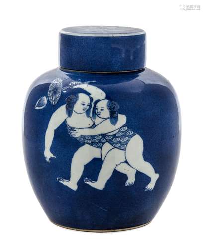 A Blue and White Porcelain Ginger Jar