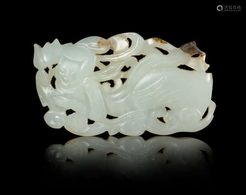 A Carved White Jade Plaque