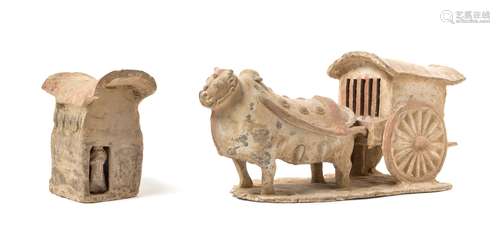 A Painted Pottery Model of an Ox Cart