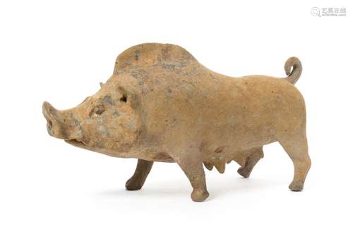 A Pottery Figure of a Boar