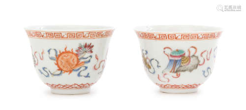 A Pair of Famille Rose Porcelain Cups
