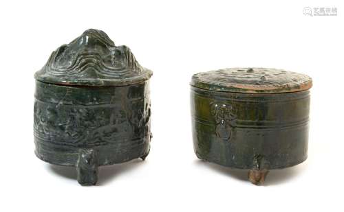 Two Green Glazed Pottery Hill Jars, Lian