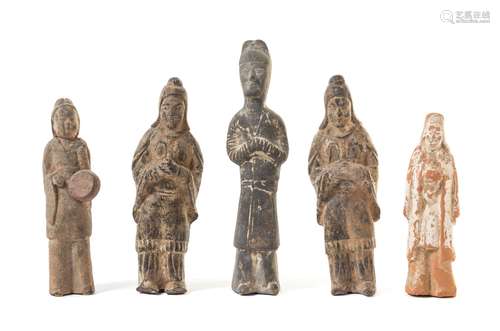 Five Painted Pottery Figures