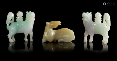 A Small Carved Jade Figure of a Recumbent Horse