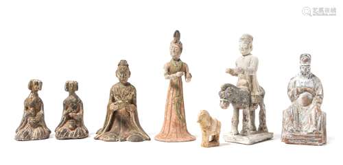 Seven Pottery Figures