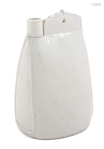 A White Glazed Stoneware Flask