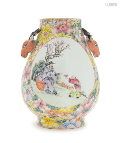 A Famille Rose Porcelain Hu Vase