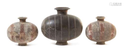 Three Pottery Cocoon Jars