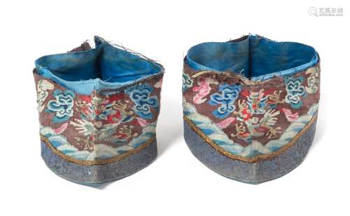 A Pair of Chinese Kesi Embroidered Silk Cuffs