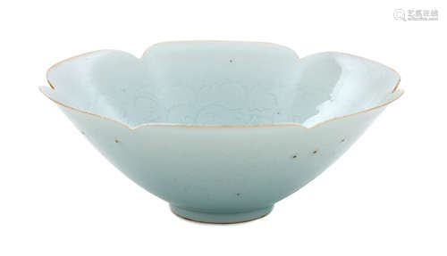 A Qingbai Carved Porcelain Petal Lobed Bowl