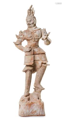 A Painted Pottery Figure of a Guardian