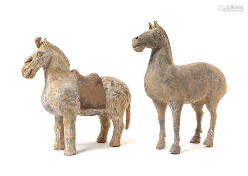 Two Pottery Figures of Horses