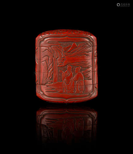 A Cinnabar Lacquer Four-Case Inro