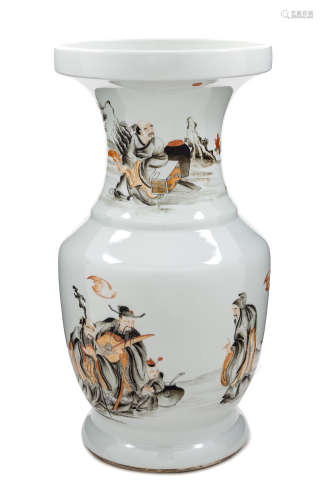 A Polychrome Enameled Porcelain Vase