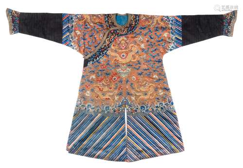 A Chinese Embroidered Silk Dragon Robe, Jifu