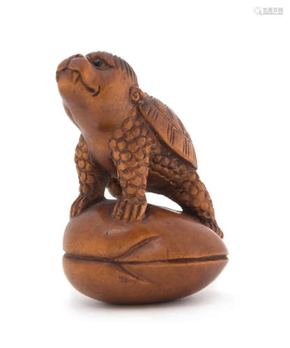 A Carved Wood Netsuke of a Kappa