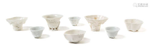 Eight Blanc-de-Chine Porcelain Wine and Libation Cups