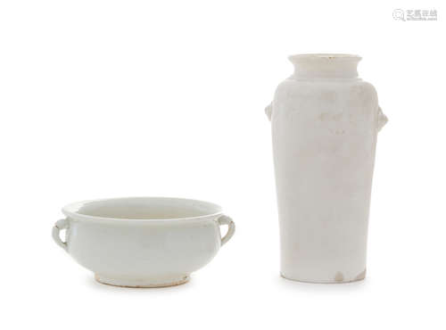 Two Blanc-de-Chine Porcelain Articles