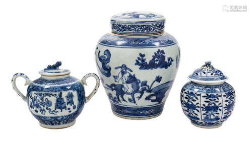 Three Blue and White Porcelain Articles