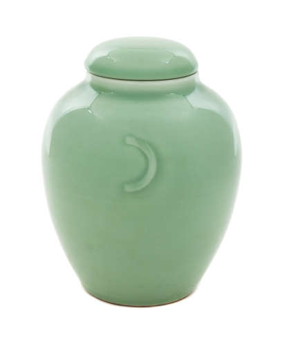 A Celadon Glazed Porcelain Covered Jar