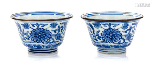 Two Blue and White Porcelain Cups