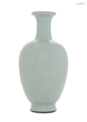 A Guan -Type Porcelain Bottle Vase Height 8 1/4 inches.