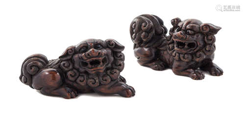 Two Carved Boxwood Netsuke