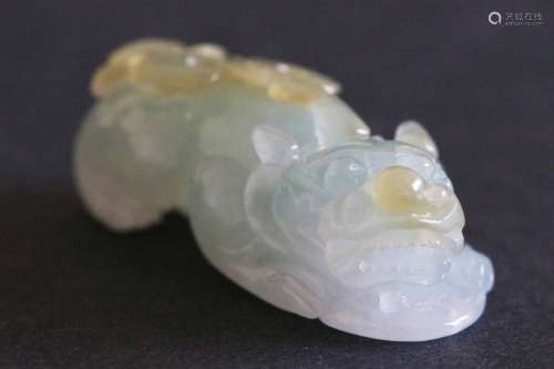 Natural Icy Jadeite Carved Pixiu Shaped Pendant(22g) L:4cm W:1.7cm H:1.5cm