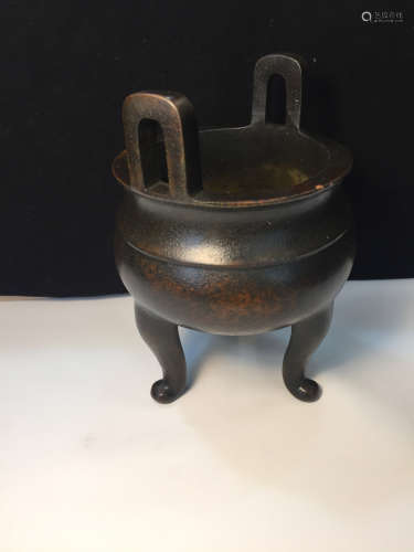 Chinese Bronze Ding Shaped Censer Marked 
