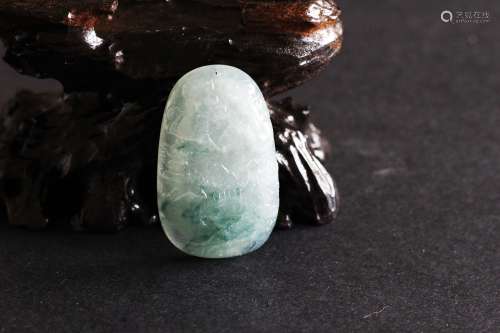 Natural Icy Jadeite Carved Pendant with Ladnscape(18g) L:4.5cm W:2.6cm
