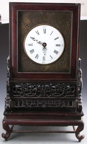 Chinese Qing Styled Table Clock With Hardwood Frame W:32cm H:63cm