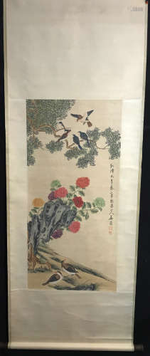 Chinese Realistic Painting of Flowers and Birds Marked 