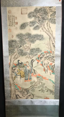 Chinese Painting of Figures and Landscape Marked 