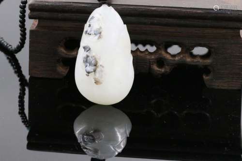 Chinese Hetian Jade Carved Bamboo Shaped Pendant W:2cm H:4cm