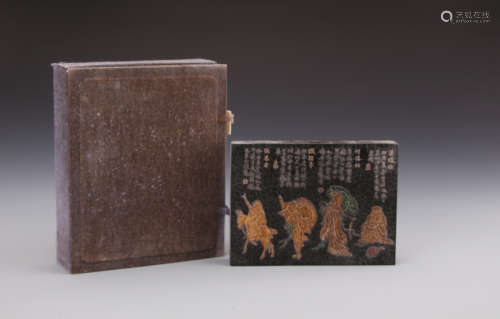 Chinese Ink Painted with The Eight Immortals Marked 