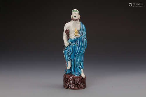 Chinese Tri Colored Li Tie Guai Statues Marked with 