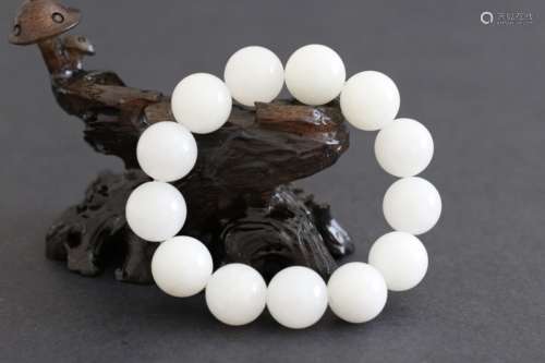 Hetian White Jade Beads(90g)W:1.7cm/Bead