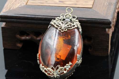 Amber With Scorpion Inside Pendant L:7cm W:4cm