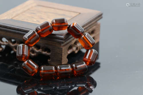 Chinese Brown Amber Beads ( small damage)