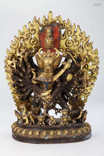 Chinese Qing Styled Gilt Bronze Yamantaka WL:24cm W:12cm H:30cm