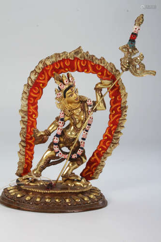 Chinese Qing Styled Gilt Bronze Vajrayogini L:17cm W:7cm H:22cm