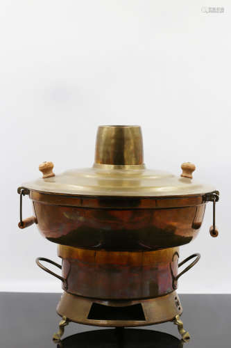 Chinese Copper Hotpot W:32cm H:34cm