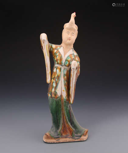 Chinese Tang Styled Tri Colored Statue of Lady W:15cm H:50cm