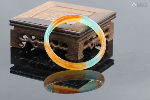 Chinese Doubled Colored Chalcedony Bangle W:63mm
